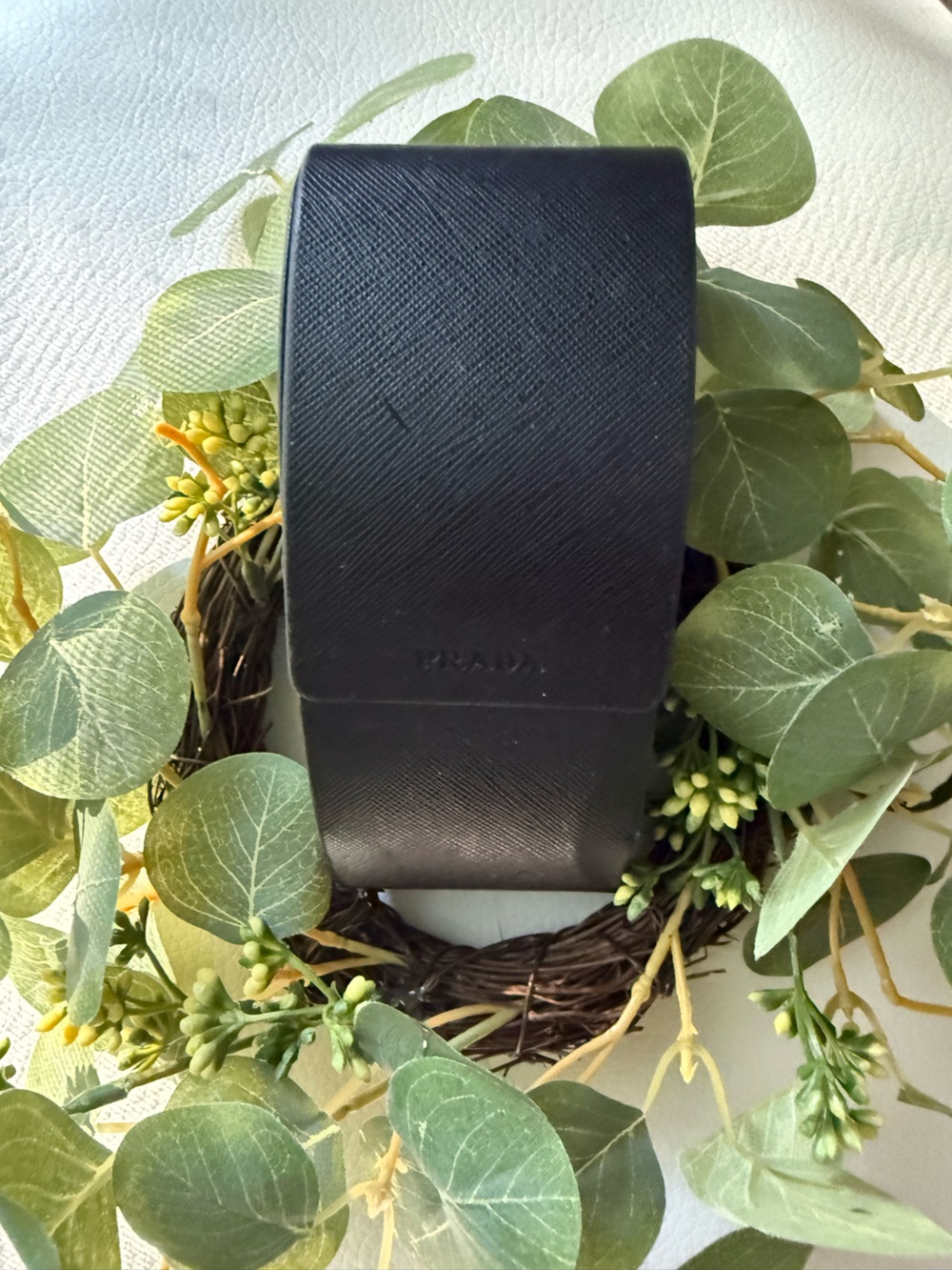 Prada Black Leather Bi-Fold sunglasses case